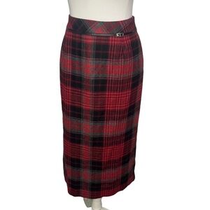 Worthington Plaid Long Skirt Red